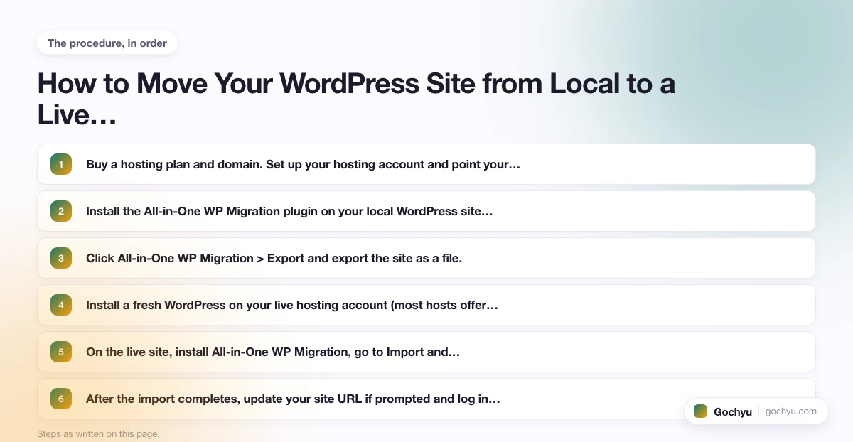 The numbered steps for Can I Create a WordPress Website Offline, in the order this page gives them.