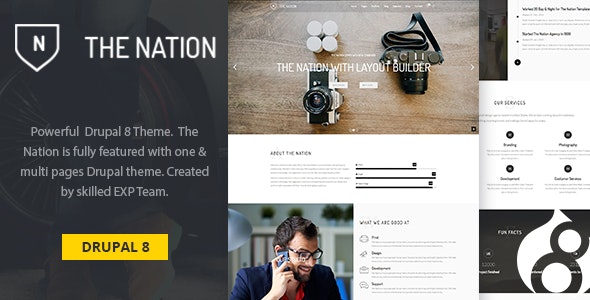 Nation - One & multi pages Drupal 8 theme