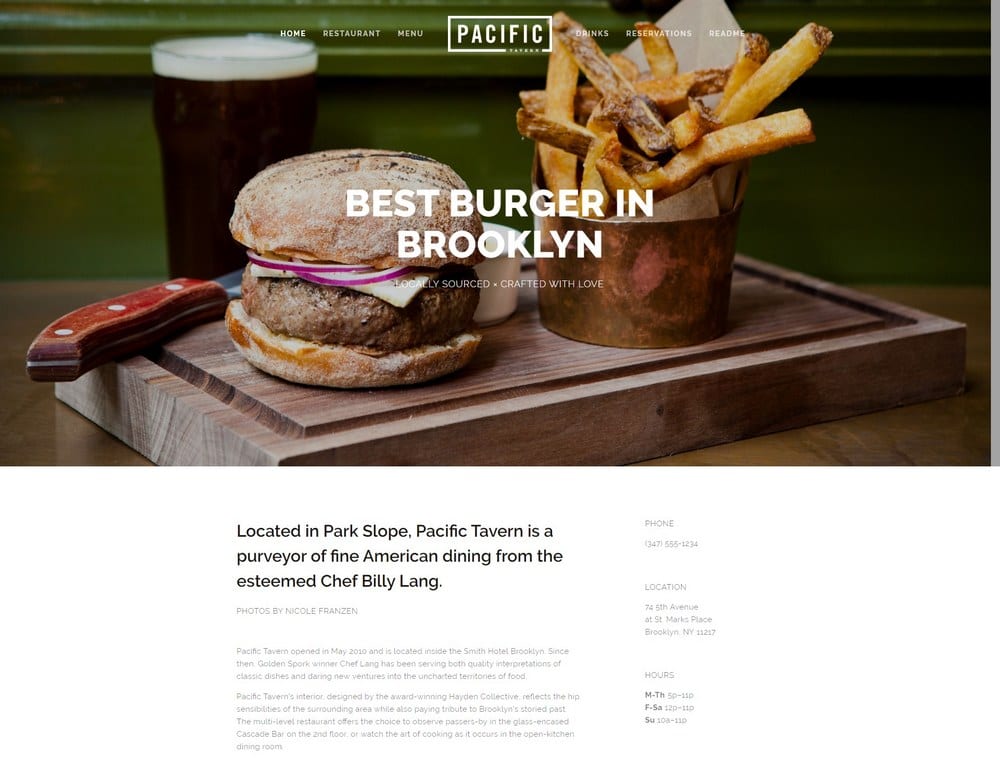 Pacific – Restaurant Squarespace Template